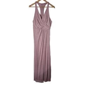 David's Bridal Glitter Knit Dress Womens Size 6 Wrap Prom Formal Wedding Maxi